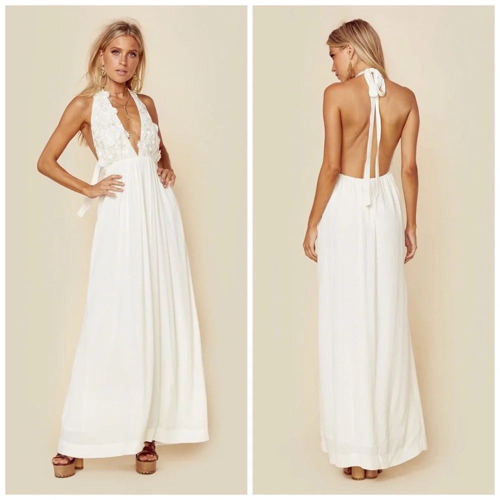 FOR LOVE & LEMONS BOHO MAXI FREE PEOPLE BRIDAL GOWN WEDDING DRESS STONE COLD FOX - Picture 11 of 16